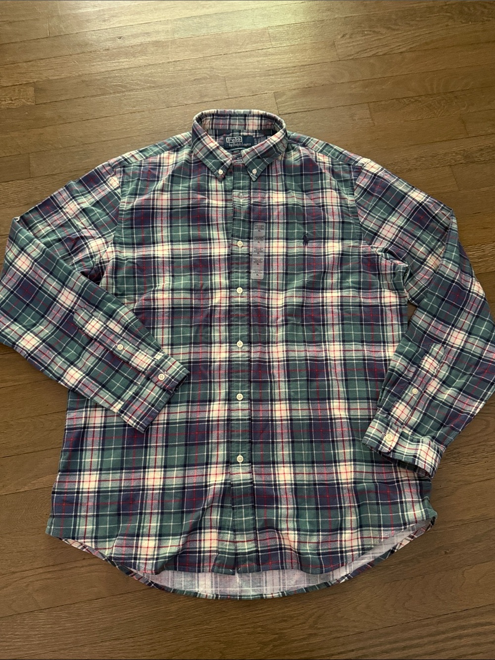 Polo by Ralph Lauren Green and Blue Plaid Button-Down Shirt